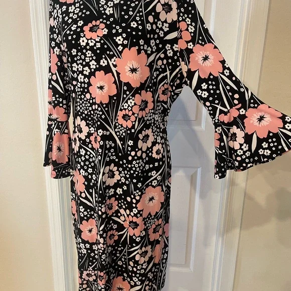 Tommy Hilfiger Black and Pink Floral Long Sleeve Dress - Picture 3 of 8